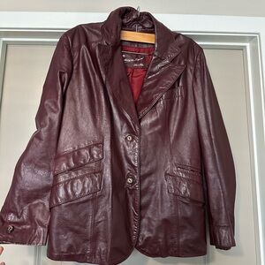 VINTAGE Burgundy Leather Jacket